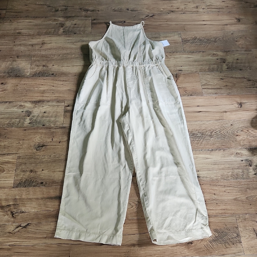 Forever 21 | Cream Wide Leg Sleeveless Tie Back Jumpsuit Cotton